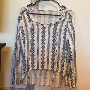 Blue and white blouse with floral design